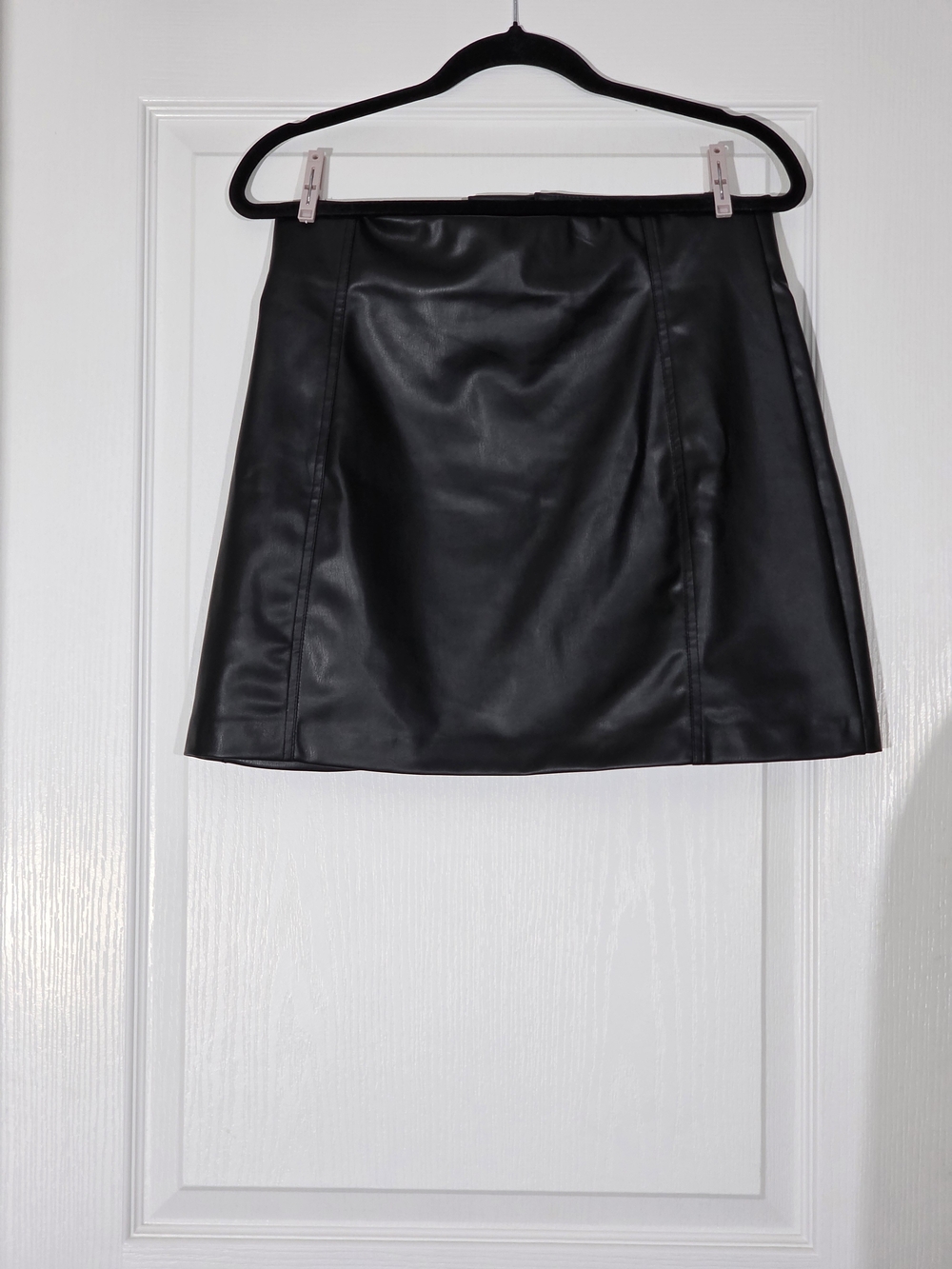 NWOT Zara Topstitched Faux Leather Mini Skirt - Black Size L - Picture 4 of 10